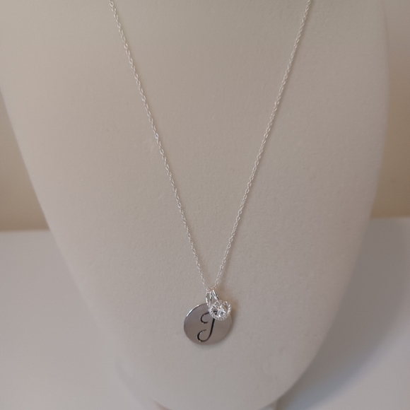 VINTAGE 925 RJ AVON STERLING SILVER INITIAL "J" LOVE NECKLACE 18 "L. - Picture 4 of 6